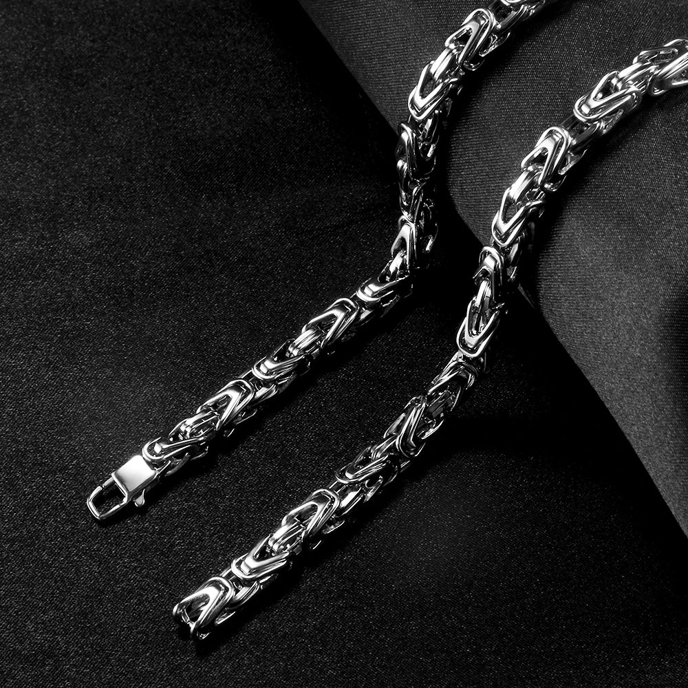 Vintage Stainless Steel Chain Necklace Silver Men Women Party Jewelry