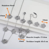 Stainless Steel Laser Five Leaf Flower Petal Adjustable Clover Bracelet