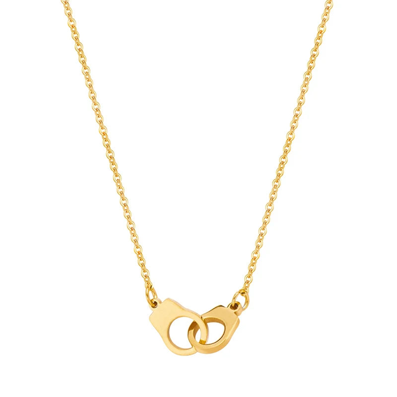 Stainless Steel Handcuff Pendant Necklace Short Chain Lover Gift