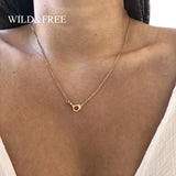 Stainless Steel Handcuff Pendant Necklace Short Chain Lover Gift