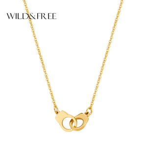 Stainless Steel Handcuff Pendant Necklace Short Chain Lover Gift