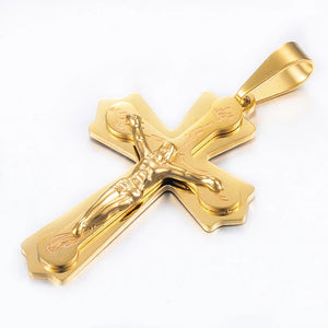 Stainless Steel Cross Pendant Necklace Unisex Jewelry
