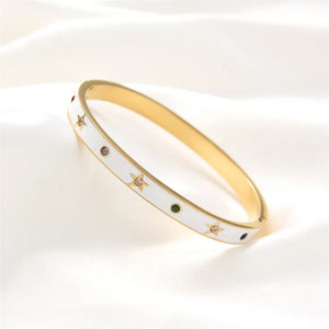 Stainless Steel Rose Crystal Bangle - Women Gift