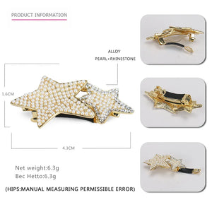 Hot Pearl Hair Clip Star Shaped Rhinestone Barrette for Girls