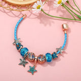 Crystal Starfish Charm Bracelet Leather Chain Women Jewelry Gift