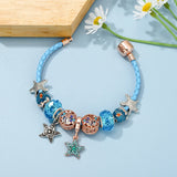 Crystal Starfish Charm Bracelet Leather Chain Women Jewelry Gift