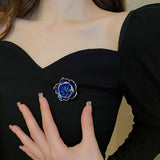 Hot Temperament Rose Flower Brooch 925 Silver Needle Pendant