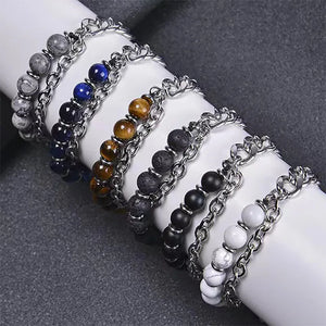 Tiger Eye Stone Volcanic Stone Chain Bracelet Hip-hop Punk Jewelry