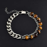 Tiger Eye Stone Volcanic Stone Chain Bracelet Hip-hop Punk Jewelry