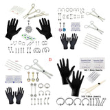 Body Jewelry Piercing Kit with Tools Gloves Needles Ear Plug