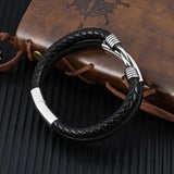 Men's Stainless Steel Woven Bracelet Leather Multilayer
