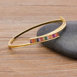 Rainbow Crystal Cuff Bangle Bracelet Wedding Jewelry
