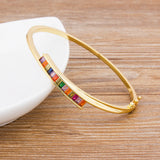Rainbow Crystal Cuff Bangle Bracelet Wedding Jewelry