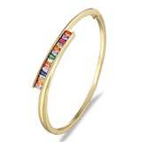 Rainbow Crystal Cuff Bangle Bracelet Wedding Jewelry