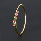 Rainbow Crystal Cuff Bangle Bracelet Wedding Jewelry
