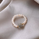 Freshwater Pearl & Strawberry Quartz 14K Filled Engagement Ring