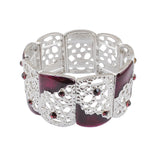 Retro Flower Bangles Bracelet Purple Oil Drop Hollow Out Jewelry