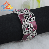 Retro Flower Bangles Bracelet Purple Oil Drop Hollow Out Jewelry
