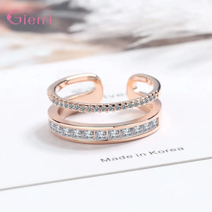 Hot 2 Models 925 Silver Adjustable Rings For Engagement Wedding