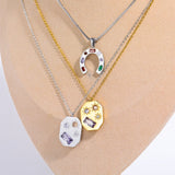 Zircon Pendant Necklace For Women 18K Plated Stainless Steel Jewelry