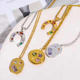 Zircon Pendant Necklace For Women 18K Plated Stainless Steel Jewelry