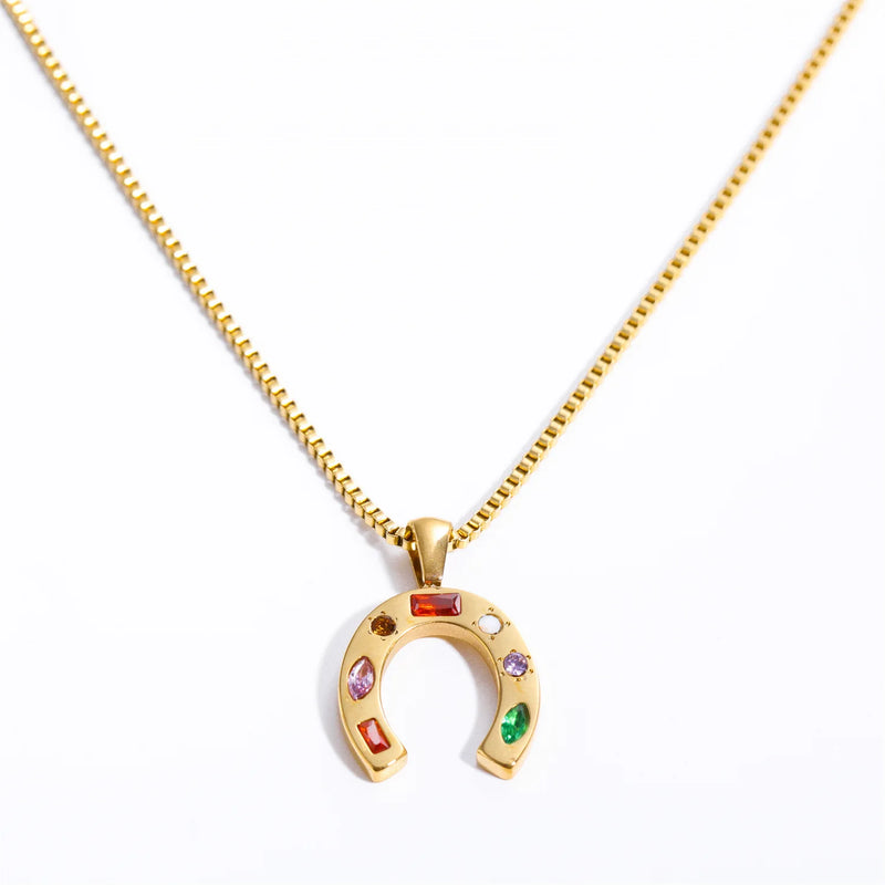 Zircon Pendant Necklace For Women 18K Plated Stainless Steel Jewelry