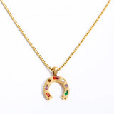Zircon Pendant Necklace For Women 18K Plated Stainless Steel Jewelry