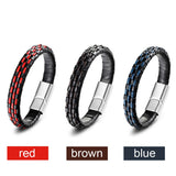 Stainless Steel Leather Rope Bracelet Couple Style Buddha Bracelets