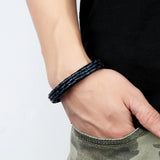 Stainless Steel Leather Rope Bracelet Couple Style Buddha Bracelets