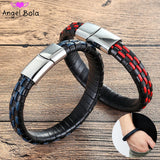 Stainless Steel Leather Rope Bracelet Couple Style Buddha Bracelets