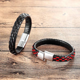 Stainless Steel Leather Rope Bracelet Couple Style Buddha Bracelets