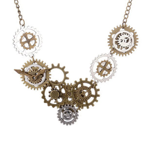 Steampunk Necklace Vintage Bronze Ox And Antique Silver Mixed Gears