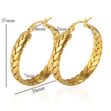 Vintage Stainless Steel Twisted Hoop Earrings 18K Plated Jewelry