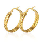 Vintage Stainless Steel Twisted Hoop Earrings 18K Plated Jewelry