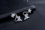 Zircon Bowknot 925 Silver Stud Earrings Xmas Gift