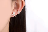 Zircon Bowknot 925 Silver Stud Earrings Xmas Gift