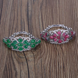 Hot Women Charm Bracelets Zircon Drop Stone Green Pink