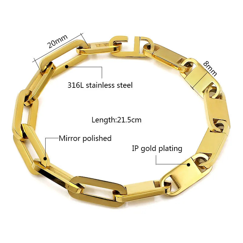Hot Women Men Gold Silver Bracelet Chain Bangle Geometric Style Jewelry