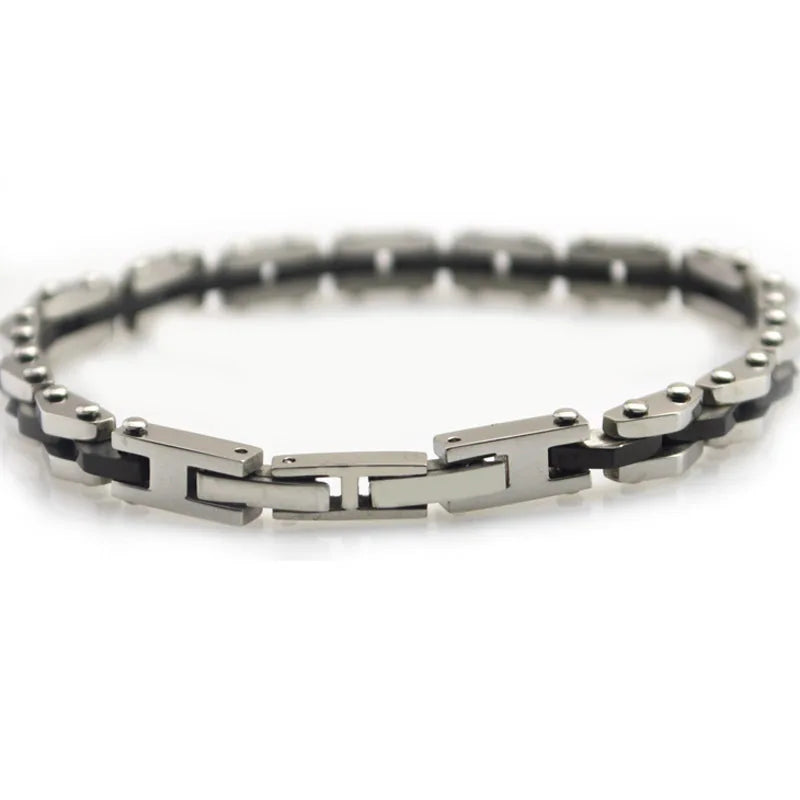 316L Stainless Steel Silicone Bicycle Bracelet Chain Link Wristband