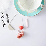 Hot Wooden Ball Pendant Necklace Sweater Chain Cloth Flower Necklace