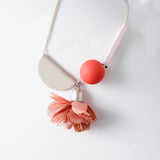 Hot Wooden Ball Pendant Necklace Sweater Chain Cloth Flower Necklace