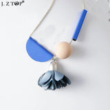 Hot Wooden Ball Pendant Necklace Sweater Chain Cloth Flower Necklace