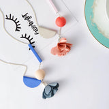 Hot Wooden Ball Pendant Necklace Sweater Chain Cloth Flower Necklace