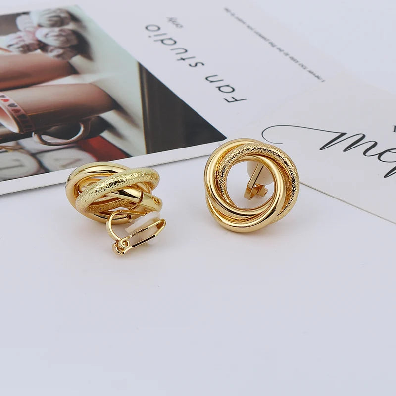 Vintage Metal Maxi Clip-On Earrings for Women Party Gift