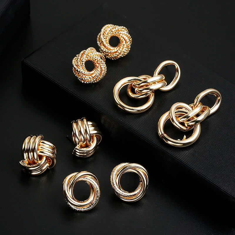 Vintage Metal Maxi Clip-On Earrings for Women Party Gift
