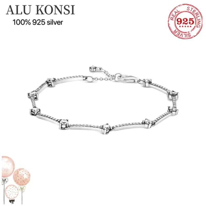 925 Sterling Silver Snake Chain Bangle Bracelet for Women Charms DIY Jewelry
