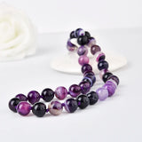 Fancy Purple A-gate Necklace with Mysterious Streaks 10mm