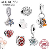 925 Sterling Silver Beads Sea Shells Starfish Charm