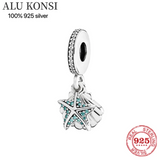925 Sterling Silver Beads Sea Shells Starfish Charm