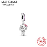 Real 925 Sterling Silver Beads - Heart Shoes Fit Charm Bracelet